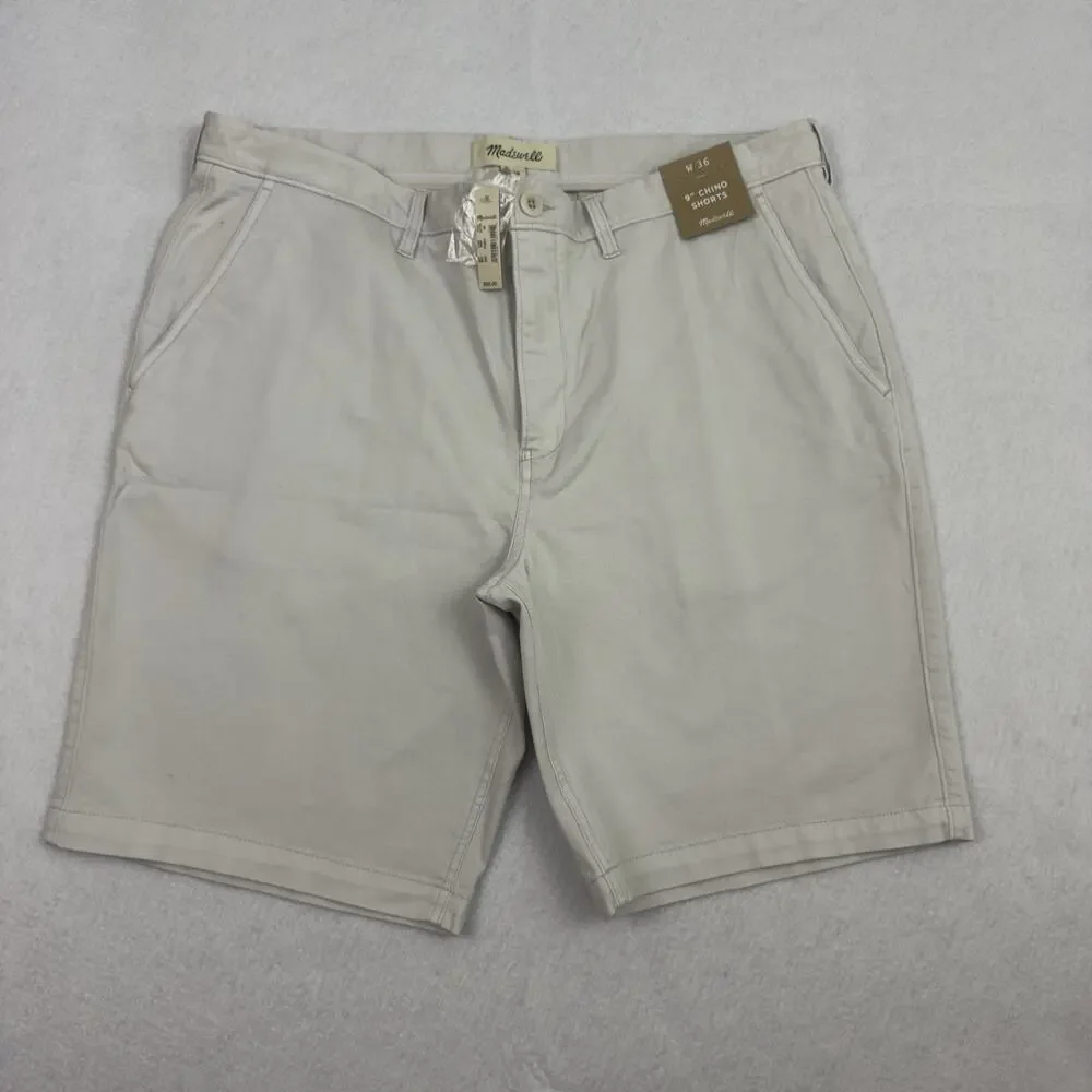 Madewell Shorts Mens 36 Beige Chino Classic Fit Cotton Blend Casual NWT